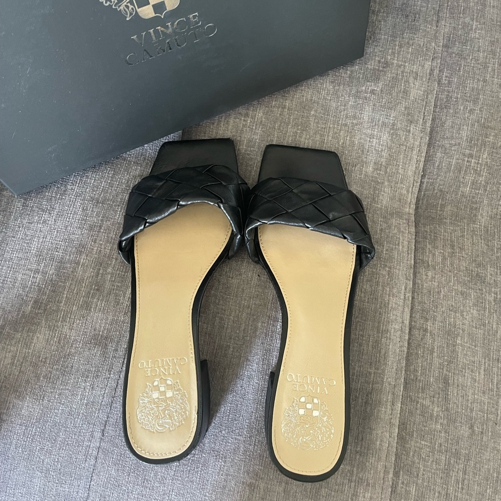 Vince Camuto Black Woven Heeled Sandals size 8.5 - Picture 4 of 9
